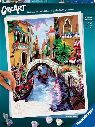 Ravensburger CreArt - 25964 - Zauberhaftes Venedig - Malen nach Zahlen für Erwachsene - ab 12 Jahren, Malen nach Zahlen Stadt-Motiv von Ravensburger