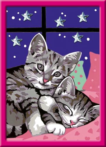 Ravensburger CreArt 27995 - Schlafende Katzen - Malen nach Zahlen für Kinder ab 11 Jahre, Malset mit Rahmen, Pinsel und Acrylfarben, Geschenk für Mädchen und Jungen, mit Glitzer Ravensburger CreArt 27995 - Schlafende Katzen - Malen nach Zahlen für Kinder ab 11 Jahre, Malset mit Rahmen, Pinsel und Acrylfarben, Geschenk für Mädchen und Jungen, mit Glitzer von Ravensburger