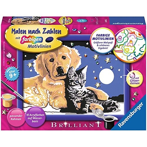 Ravensburger CreArt 28016 - Funkelnder Sternenhimmel - Malen nach Zahlen Hund und Katze ab 9 Jahre, Malset mit Rahmen, Pinsel und Acrylfarben, Geschenk für Mädchen und Jungen, mit Glitzer Ravensburger CreArt 28016 - Funkelnder Sternenhimmel - Malen nach Zahlen Hund und Katze ab 9 Jahre, Malset mit Rahmen, Pinsel und Acrylfarben, Geschenk für Mädchen und Jungen, mit Glitzer von Ravensburger