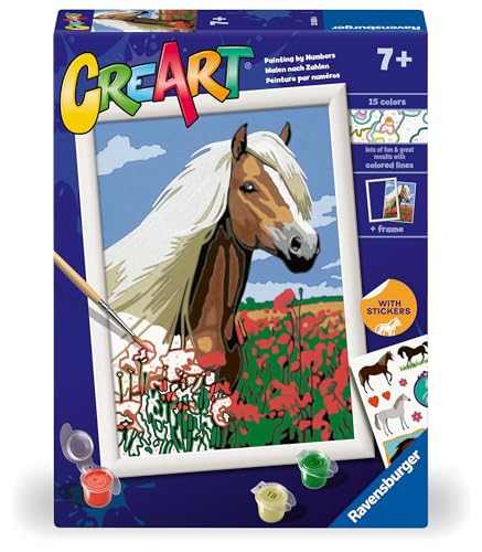 Ravensburger CreArt D Classic: Haflinger Pferd, Malset nach Zahlen, enthält ein vorgedrucktes Brett, einen Pinsel, Farben und Zubehör, kreatives Set für Jungen und Mädchen ab 9 Jahren von Ravensburger