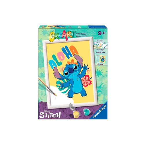 Ravensburger - CreArt D-Serie: Stitch Disney, Malen-nach-Zahlen-Set, enthält ein vorgedrucktes Brett, einen Pinsel, Farben und Zubehör, ein kreatives Spiel für Jungen und Mädchen von Ravensburger