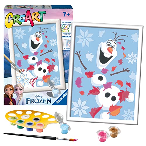 Ravensburger - CreArt E-Serie, Frozen, Cheerful Olaf, Malen nach Zahlen, Malset für Kinder, Rahmen inklusive, Lernspiel, Geschenkidee für Jungen und Mädchen 7+ Jahre, 18 x 13 cm von Ravensburger