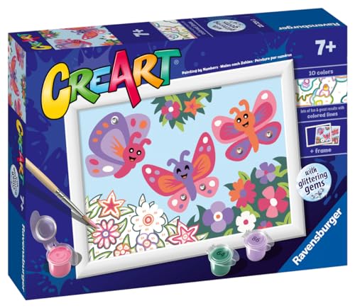 Ravensburger - CreArt E-Serie Classic - Glitzerschmetterlinge, Malset nach Zahlen, enthält ein vorgedrucktes Brett, einen Pinsel, Farben und Zubehör, kreatives Spiel für Jungen und Mädchen ab 7 Jahren Ravensburger - CreArt E-Serie Classic - Glitzerschmetterlinge, Malset nach Zahlen, enthält ein vorgedrucktes Brett, einen Pinsel, Farben und Zubehör, kreatives Spiel für Jungen und Mädchen ab 7 Jahren von Ravensburger