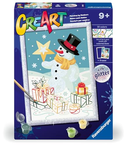 Ravensburger CreArt Serie D: Schneemann, Malen nach Zahlen für Erwachsene und Kinder, Gemälde nach Zahlen, inklusive komplettem Malset und Rahmen, für Kinder ab 9 Jahren, 24 x 18 cm von Ravensburger