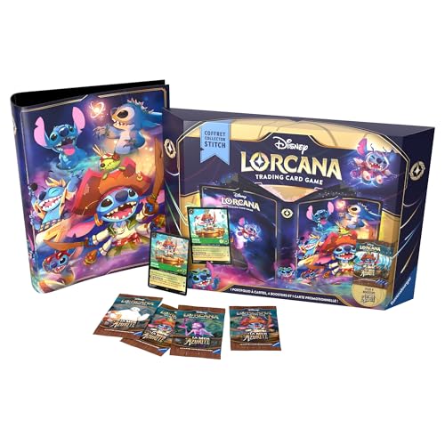 Ravensburger - Disney Lorcana TCG – Set 6 Das Meer Azurit – Sammlerstück – Britische Stitch-Karte – 4 Booster mit 12 zufälligen Karten – Portfolio – französische Version von Ravensburger