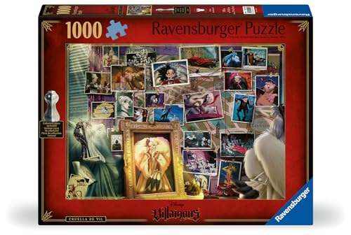 Ravensburger Disney Villainous: Cruella de Vil und Figur, 1000 Teile Puzzle für Erwachsene - 12001124 - Handwerkliches Werkzeug, Made in Germany, jedes Teil passt perfekt zusammen von Ravensburger