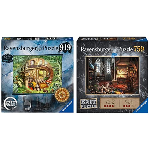 Ravensburger EXIT Puzzle 17306 EXIT The Circle in Rom - Escape Room Puzzle mit 919 Teilen, für Einsteiger und Fortgeschrittene, ab 14 Jahren & EXIT Puzzle 19954 Im Drachenlabor 759 Teile von Ravensburger