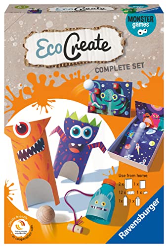 Ravensburger EcoCreate 18144 - Monster Games - DIY Bastelset für Kinder ab 6 Jahren, Yellow von Ravensburger