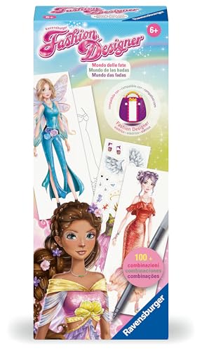 Ravensburger Fashion Designer: Welt der Feen, Spiel für Kinder ab 6 Jahren, kreieren und entwerfen Mode-Sets, Zubehör, Aufkleber, inklusive Zeichenständer von Ravensburger