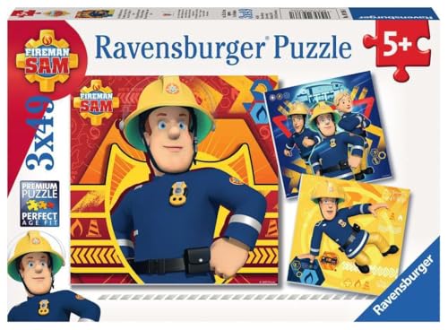 Ravensburger Kinderpuzzle - 09386 Bei Gefahr Sam rufen - Puzzle für Kinder ab 5 Jahren, Feuerwehrmann Sam Puzzle mit 3x49 Teilen, Brown von Ravensburger