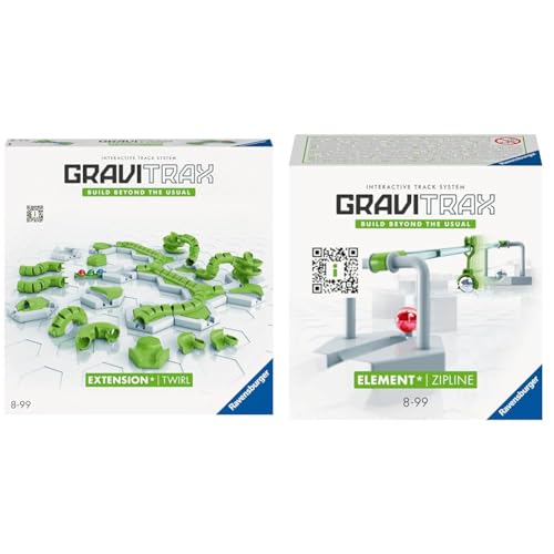 Ravensburger GraviTrax Extension Twirl 22435 - GraviTrax Erweiterung für Deine Kugelbahn & GraviTrax Element Zipline 27472 - GraviTrax Erweiterung für Deine Kugelbahn von Ravensburger