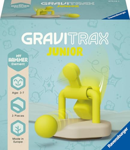 Ravensburger GraviTrax Junior Element Hammer - Erweiterbare Kugelbahn für Kinder, Murmelbahn überwiegend aus nachwachsenden Rohstoffen mit Themenwelten, Lern- und Konstruktionsspielzeug ab 3 Jahren von Ravensburger