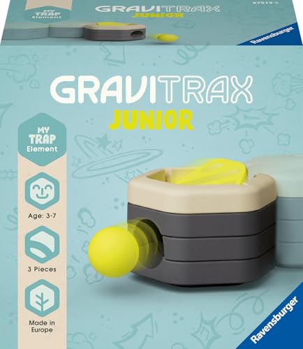 Ravensburger GraviTrax Junior Element Trap - Erweiterbare Kugelbahn für Kinder, Murmelbahn überwiegend aus nachwachsenden Rohstoffen mit Themenwelten, Lern- und Konstruktionsspielzeug ab 3 Jahren von Ravensburger