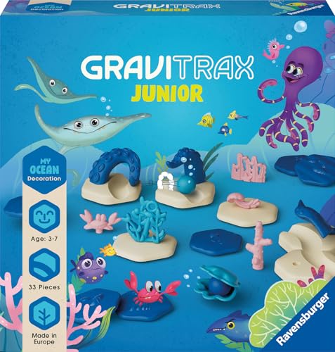 Ravensburger GraviTrax Junior Extension Ocean - Erweiterbare Kugelbahn für Kinder, Murmelbahn überwiegend aus nachwachsenden Rohstoffen mit Lernspielzeug und Konstruktionsspielzeug ab 3 Jahren von Ravensburger