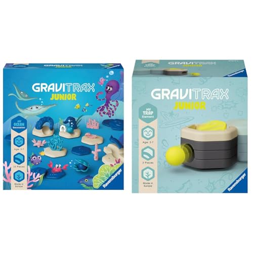 Ravensburger GraviTrax Junior Extension Ocean - Erweiterbare Kugelbahn & GraviTrax Junior Element Trap von Ravensburger