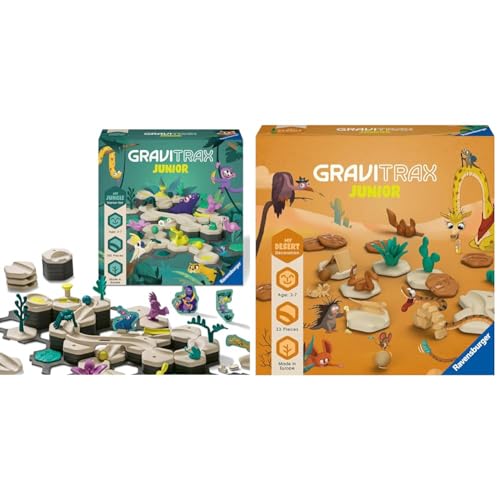 Ravensburger GraviTrax Junior Starter-Set L Jungle & GraviTrax Junior Extension Desert - Erweiterbare Kugelbahn für Kinder von Ravensburger