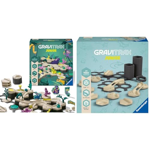 Ravensburger GraviTrax Junior Starter-Set L Jungle & GraviTrax Junior Extension Trax - Erweiterbare Kugelbahn für Kinder von Ravensburger