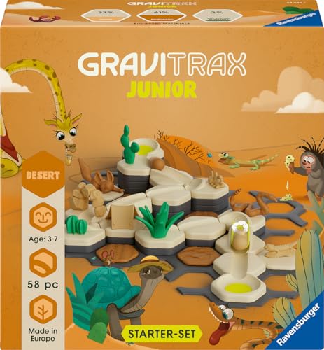 Ravensburger GraviTrax Junior Starter-Set S Desert - Erweiterbare Kugelbahn für Kinder, Murmelbahn aus umweltfreundlichen Materialen mit Themenwelten, Konstruktionsspielzeug ab 3 Jahren - 24585 von Ravensburger