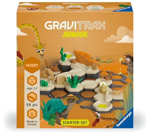 Ravensburger GraviTrax Junior Starter-Set S Desert - Erweiterbare Kugelbahn für Kinder, Murmelbahn aus umweltfreundlichen Materialen mit Themenwelten, Konstruktionsspielzeug ab 3 Jahren - 24585 von Ravensburger