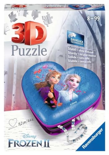 Ravensburger 3D Puzzle 11236 - Herzschatulle Disney Frozen 2 - praktische Aufbewahrungsbox aus dreidimensional geformten Puzzleteilen - für Fans von Anna und ELSA ab 8 Jahren von Ravensburger