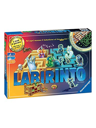 Ravensburger - Labyrinth Glow in The Dark, Brettspiel für die ganze Familie, 2-4 Spieler, Geschenkidee für Kinder 7+ Jahre, italienische Ausgabe von Ravensburger