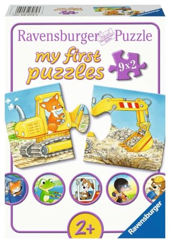 Ravensburger Kinderpuzzle - 03074 Tierische Baustelle - Schaumstoff-Puzzle mit 9x2 Teilen, My First Puzzle für Kinder ab 10 Monaten von Ravensburger