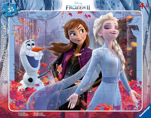 Ravensburger Kinderpuzzle - 05074 Magische Natur - Rahmenpuzzle für Kinder ab 4 Jahren, Disney Frozen Puzzle mit Anna und ELSA, mit 35 Teilen von Ravensburger