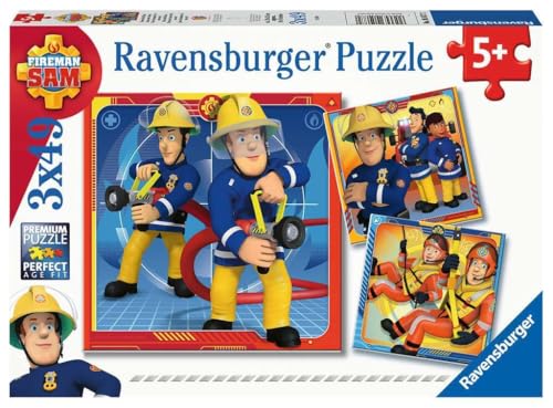 Ravensburger Kinderpuzzle - 05077 Unser Held Sam - Puzzle für Kinder ab 5 Jahren, mit 3x49 Teilen, Puzzle mit Feuerwehrmann Sam von Ravensburger