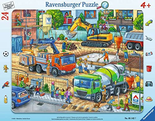 Ravensburger 5142 Kinderpuzzle-05142 Auf der Baustelle ist was los-Rahmenpuzzle für Kinder ab 4 Jahren, mit 24 Teilen, Teal/Turquoise Green von Ravensburger