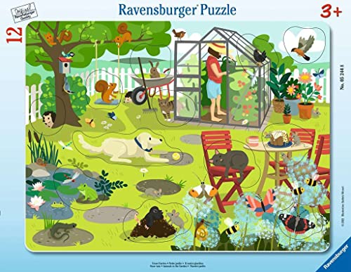 Ravensburger Kinderpuzzle - Unser Garten - 8-17 Teile Rahmenpuzzle für Kinder ab 3 Jahren, Grün und Blau von Ravensburger