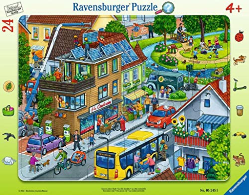 Ravensburger Kinderpuzzle - Unsere grüne Stadt - 24 Teile Rahmenpuzzle für Kinder ab 4 Jahren mit Suchspiel, grün von Ravensburger