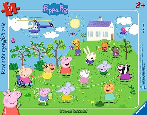 Ravensburger Kinderpuzzle 05697 - Seilspringen mit Peppa Wutz - 11 Teile Peppa Pig Rahmenpuzzle für Kinder ab 3 Jahren, White von Ravensburger