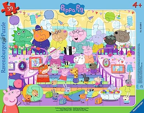 Ravensburger 05699 Kinderpuzzle-Familienfest Freunden-30-48 Teile Peppa Pig Rahmenpuzzle für Kinder ab 4 Jahren, Yellow von Ravensburger