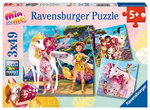 Ravensburger Kinderpuzzle 05701 - Im Land der Elfen und Einhörner - 3x49 Teile Mia and Me Puzzle für Kinder ab 5 Jahren von Ravensburger