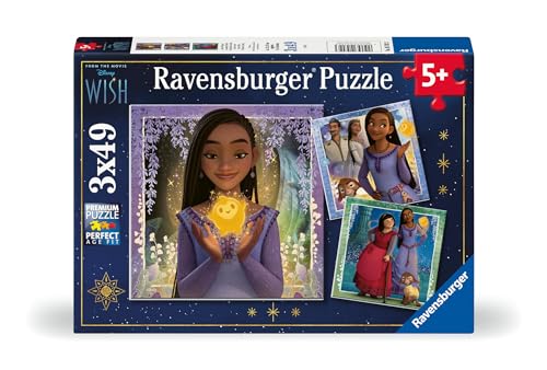 Ravensburger Kinderpuzzle 05702 - Asha's Wunsch - 3x49 Teile Disney Wish Puzzle für Kinder ab 5 Jahren von Ravensburger