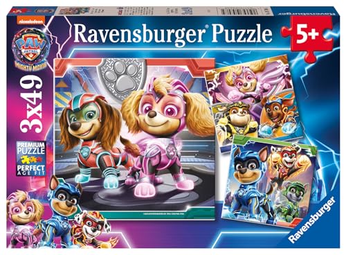 Ravensburger Kinderpuzzle 05708 - PAW Patrol: The Mighty Movie - 3x49 Teile Paw Patrol Puzzle für Kinder ab 5 Jahren, White von Ravensburger