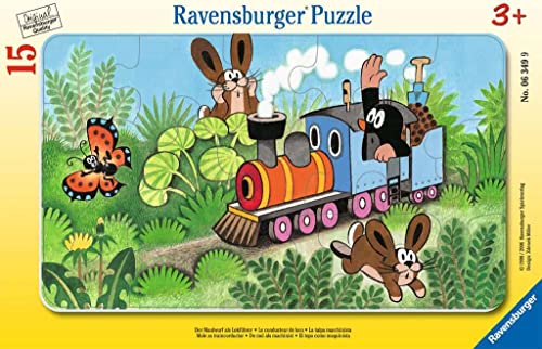 Ravensburger Kinderpuzzle - 06349 Der Maulwurf als Lokführer - Rahmenpuzzle für Kinder ab 3 Jahren, mit 15 Teilen von Ravensburger