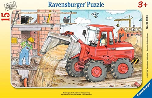 Ravensburger Kinderpuzzle - 06359 Mein Bagger - Rahmenpuzzle für Kinder ab 3 Jahren, mit 15 Teilen von Ravensburger