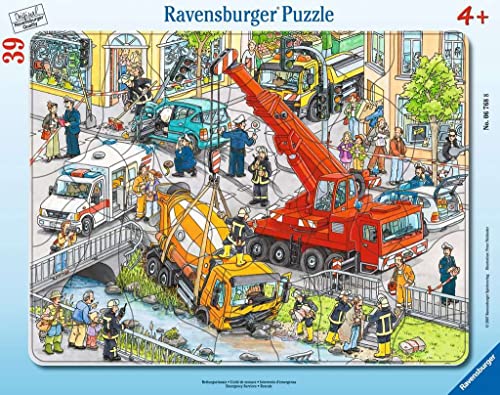 Ravensburger Kinderpuzzle - 06768 Rettungseinsatz - Rahmenpuzzle für Kinder ab 4 Jahren, mit 39 Teilen, Teal/Turquoise Green von Ravensburger