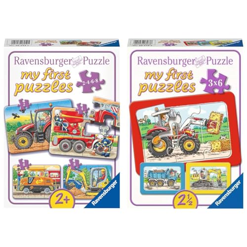 Ravensburger Kinderpuzzle - 06954 Bei der Arbeit & Kinderpuzzle - 06573 Bagger, Traktor und Kipplader - My First Puzzle mit 3x6 Teilen - Puzzle für Kinder ab 2,5 Jahren von Ravensburger