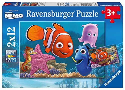 Ravensburger Kinderpuzzle - 07556 Nemo der kleine Ausreißer - Puzzle für Kinder ab 3 Jahren, Disney Findet Nemo Puzzle mit 2x12 Teilen, Brown von Ravensburger