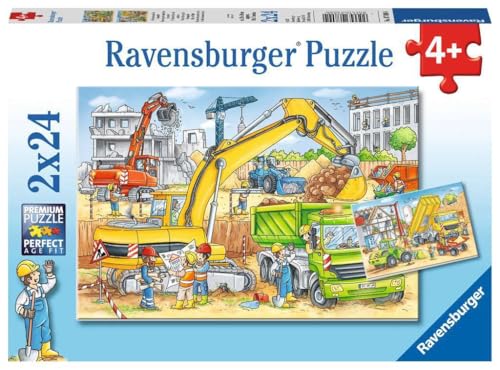 Ravensburger Kinderpuzzle - 07800 Viel zu tun auf der Baustelle - Puzzle für Kinder ab 4 Jahren, mit 2x24 Teilen von Ravensburger