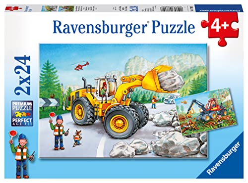 Ravensburger Kinderpuzzle - 07802 Bagger und Waldtraktor - Puzzle für Kinder ab 4 Jahren, mit 2x24 Teilen von Ravensburger