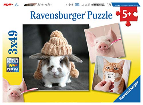 Ravensburger Kinderpuzzle 08028 - Witzige Tierportraits - 3 x 49 Teile von Ravensburger