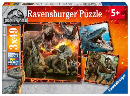 Ravensburger Kinderpuzzle 08054 - Jurassic World 2 - 3 x 49 Teile, Brown von Ravensburger