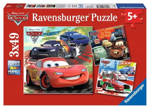 Ravensburger Kinderpuzzle - 09281 Weltweiter Rennspaß - Puzzle für Kinder ab 5 Jahren, Disney Cars Puzzle mit 3x49 Teilen von Ravensburger