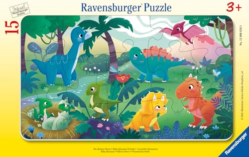 Ravensburger Kinderpuzzle - 12000856 Die kleinen Dinos - 15 Teile Rahmenpuzzle für Kinder ab 3 Jahren von Ravensburger