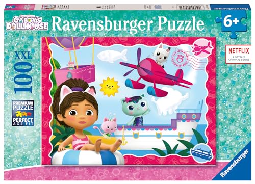 Ravensburger Kinderpuzzle - 12001053 Katzenabenteuer! - 100 Teile XXL Gabby's Dollhouse Puzzle für Kinder ab 6 Jahren, Gabby's Dollhouse Geschenke von Ravensburger