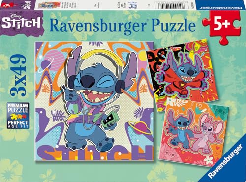 Ravensburger Puzzle 12001070 - Einfach nur Spielen - 3x49 Teile Disney Stitch Puzzle für Kinder ab 5 Jahren von Ravensburger