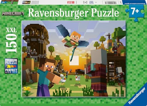 Ravensburger Kinderpuzzle - 12004177 - Minecraft Baukunst und Abenteuer - Minecraft Puzzle für Kinder ab 7 Jahren, mit 150 Teilen im XXL-Format, Minecraft Geschenke von Ravensburger